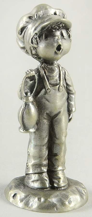 Little Gallery Pewter Figurines Chiming In (Caroling Boy) - No Box by Hallmark Gold Crown-1