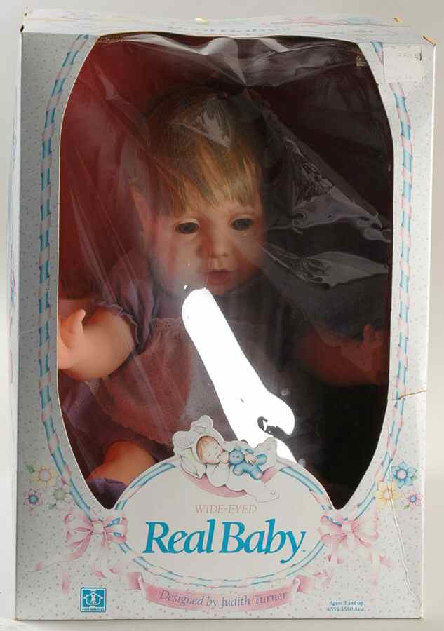 Wide Eyed Real Baby Purple & White Dress - With Box by Hasbro Toys-1