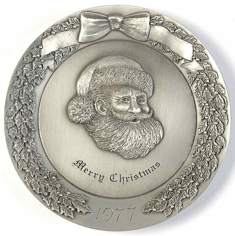 Hudson Pewter Christmas Plaques Merry Christmas-1977 - No Box by Hudson Pewter-1