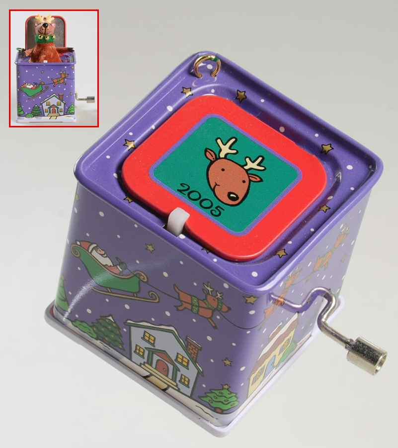 Jack-In-The-Box Memories Pop Goes The Reindeer - Boxed by Hallmark Gold Crown-1