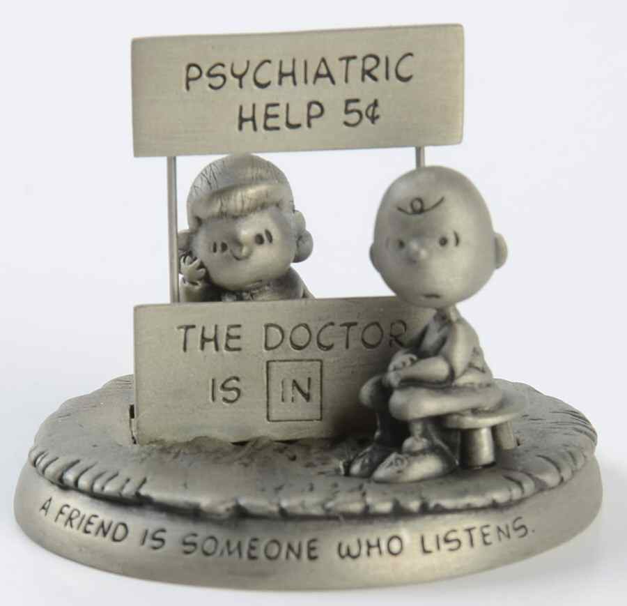 Peanuts Pewter Figurines Being There - No Box by Hallmark Gold Crown-1