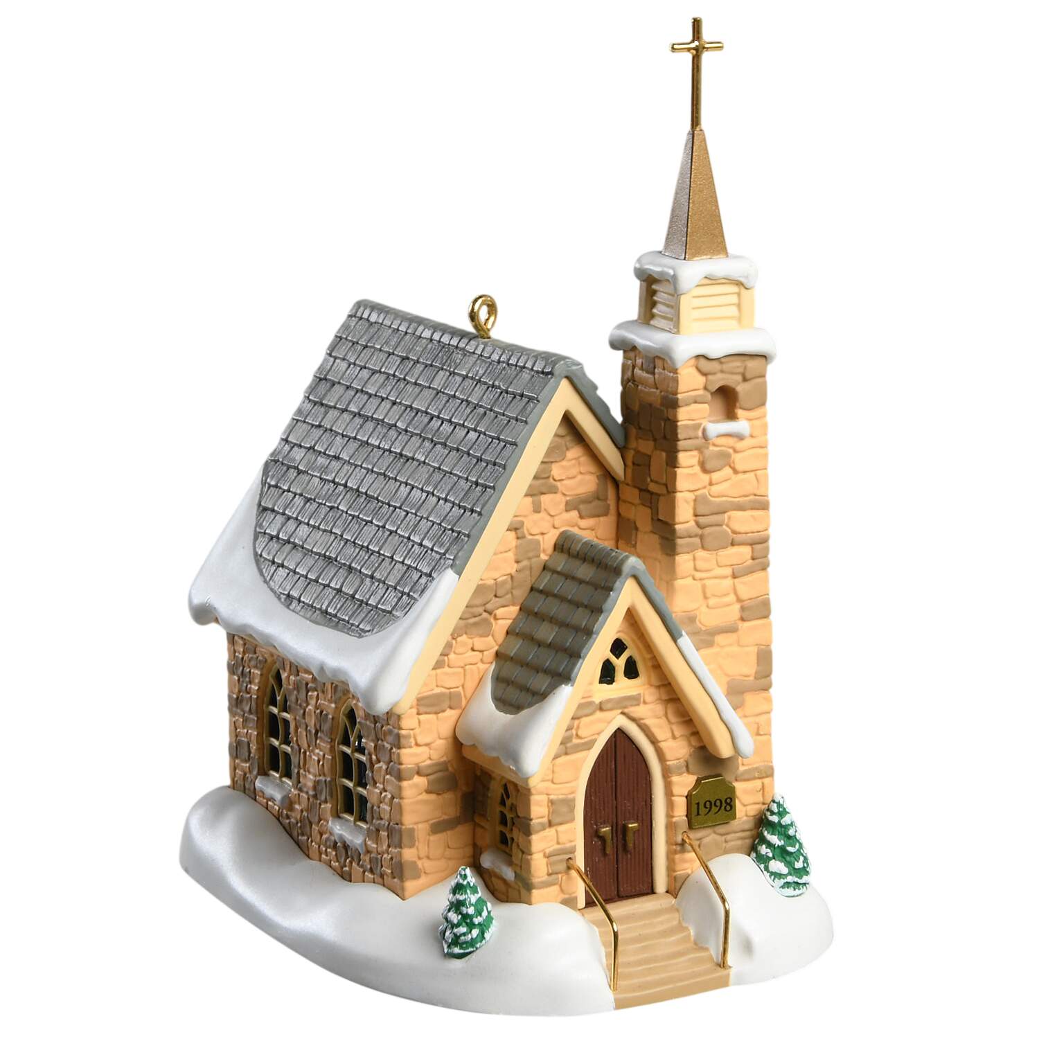 Candlelight Services 1998-Stone Church - With Box by Hallmark Gold Crown-1