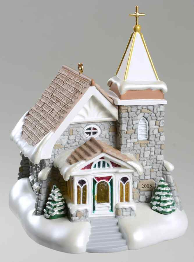 Candlelight Services 2003-Fieldstone Church - Boxed by Hallmark Gold Crown-1