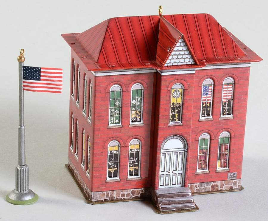 Town and Country School House And Flagpole - Boxed by Hallmark Gold Crown-1