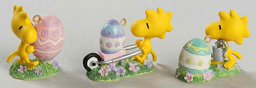 Peanuts Easter Ornaments Joyful Garden-Woodstock-Set Of 3 - Boxed by Hallmark Gold Crown-1