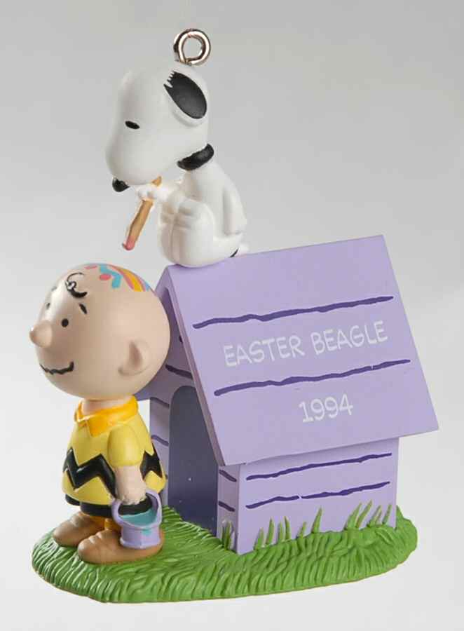 Peanuts Easter Ornaments Snoopy Painting Charlie Brown - Boxed by Hallmark Gold Crown-1