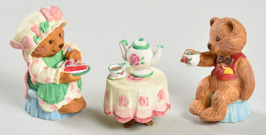 Merry Miniatures 1997 Tea Time - Set Of 3 - No Box by Hallmark Gold Crown-1