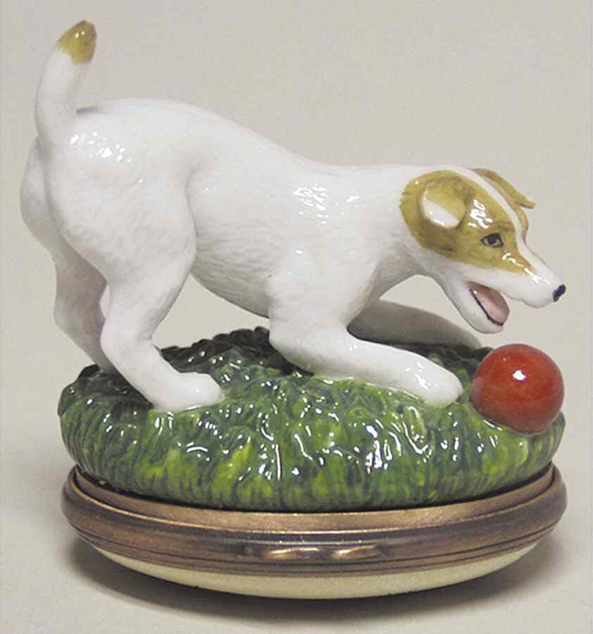 Bonbonnieres Box Jack Russell W/ Ball - Boxed by Halcyon Days-1