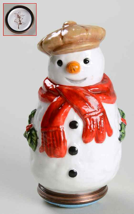 Bonbonnieres Box Snowman W/ Red Scarf - Boxed by Halcyon Days-1