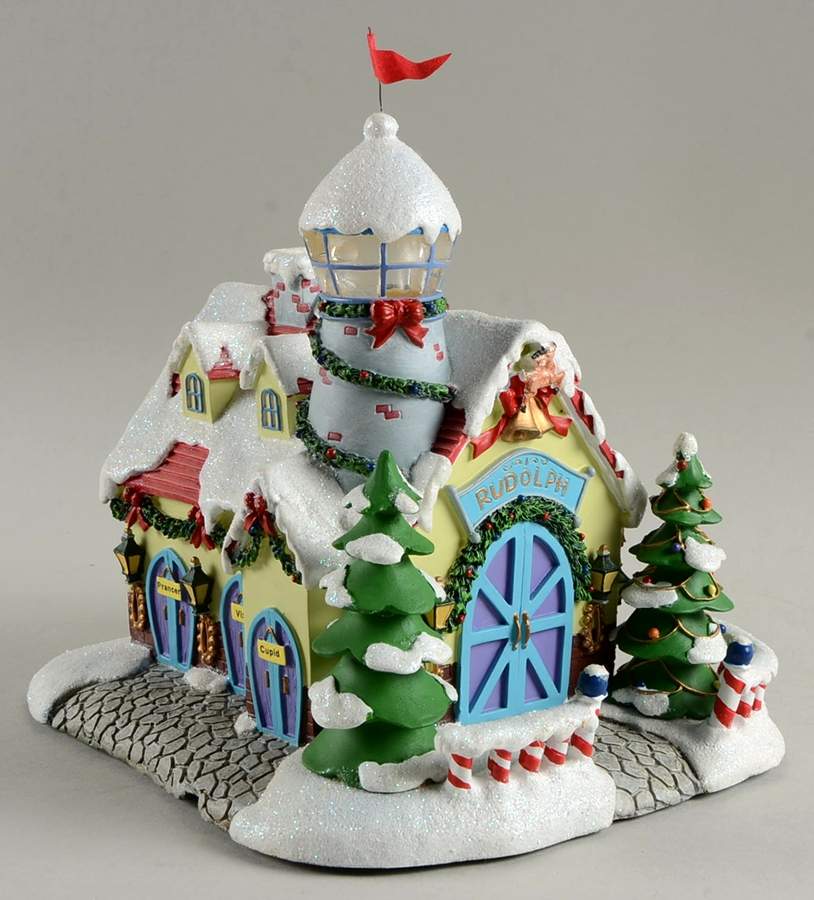 Rudolph's Christmas Town Watch Tower & Reindeer Barn - No Box by Hawthorne Village-1