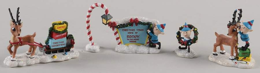 Rudolph's Christmas Town Accessories Elves Decorating For Christmas Set - No Box by Hawthorne Village-1