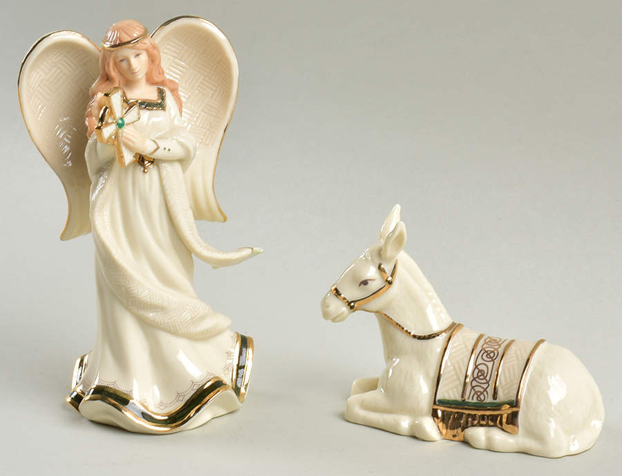Irish Nativity Standing Angel & Seated Donkey - No Box by Hawthorne Village-1