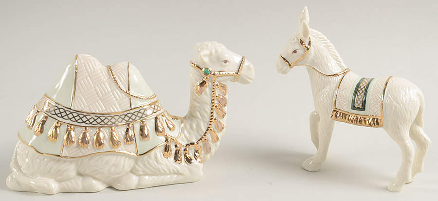 Irish Nativity Seated Camel & Standing Donkey - No Box by Hawthorne Village-1