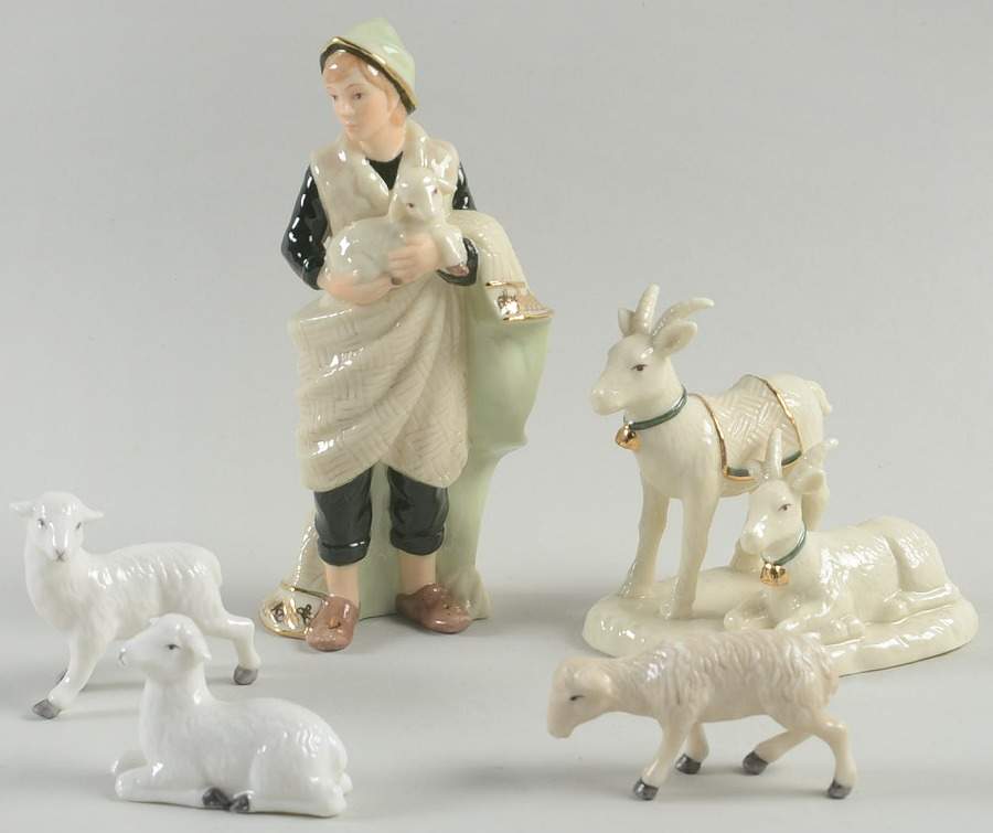 Irish Nativity Shepherd, Goats & Lambs-6 Pc Set - No Box by Hawthorne Village-1