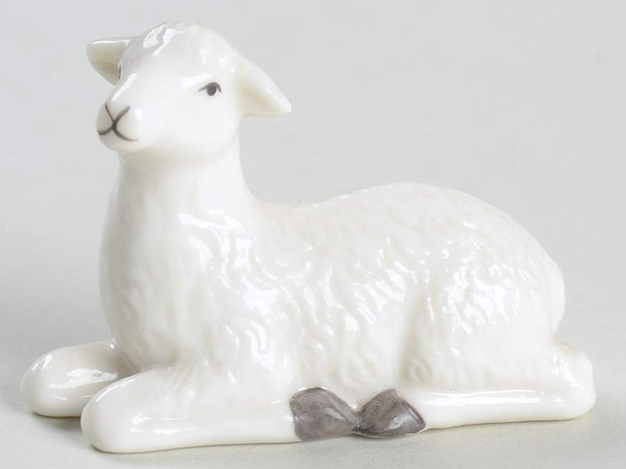 Irish Nativity Lamb Lying-White - No Box by Hawthorne Village-1