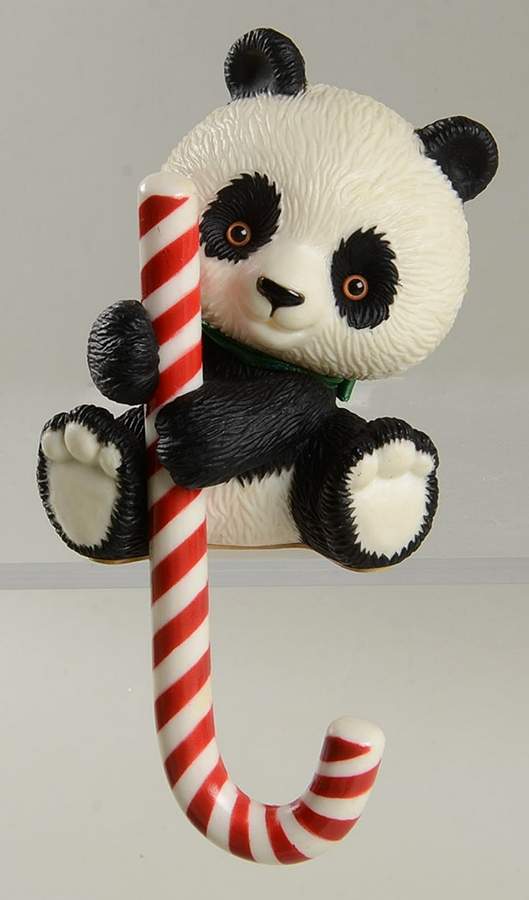 Stocking Hangers Panda With Candy Cane - No Box by Hallmark Gold Crown-1