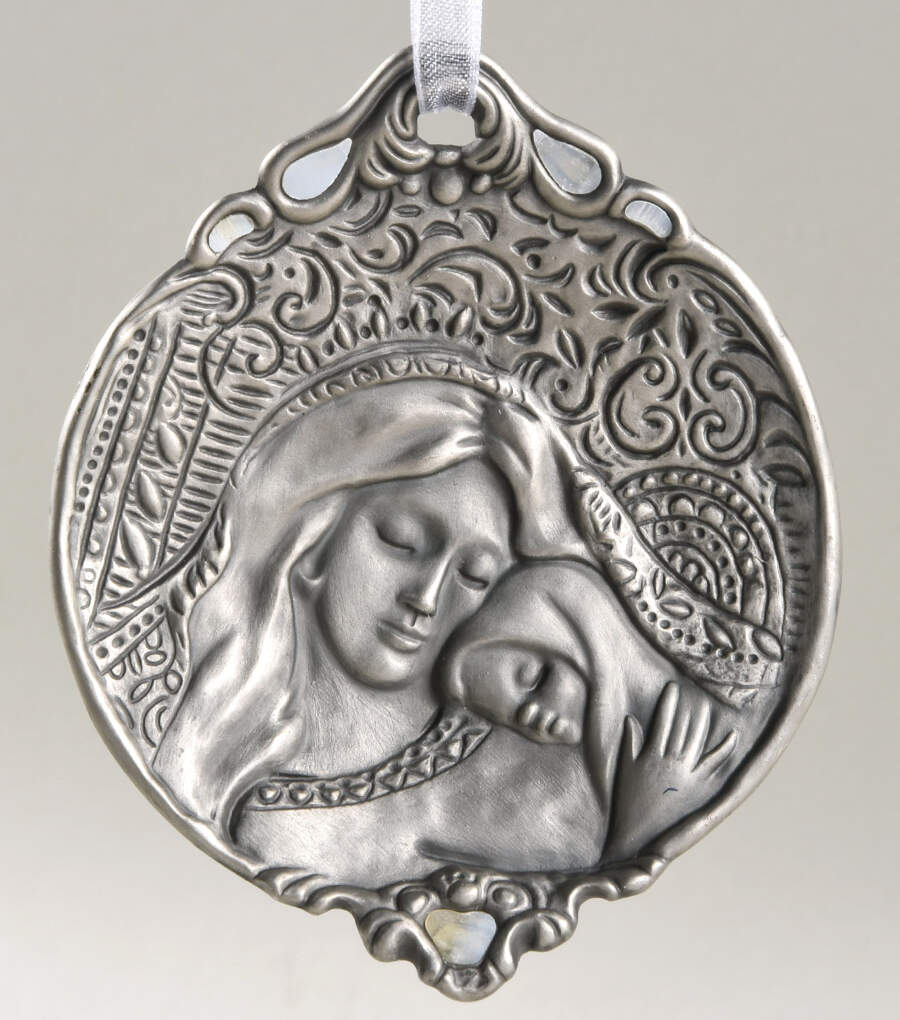2012 Hallmark Christmas Ornaments Mother And Child-Metal - Boxed by Hallmark Gold Crown-1