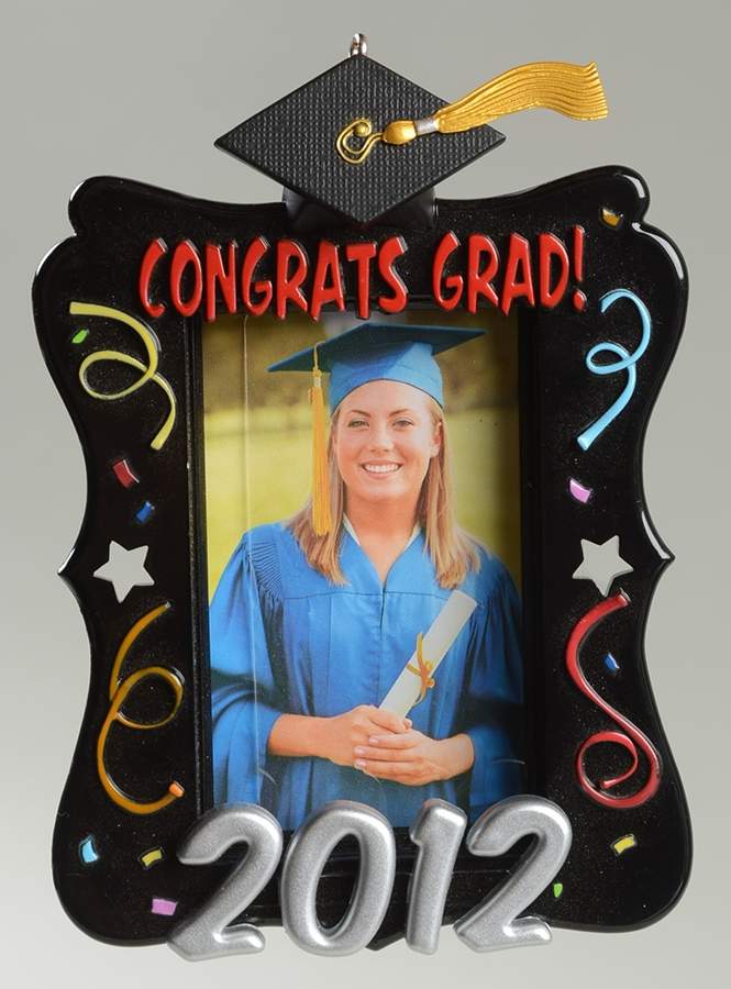 2012 Hallmark Christmas Ornaments 2012 Graduate Photo Holder - Boxed by Hallmark Gold Crown-1