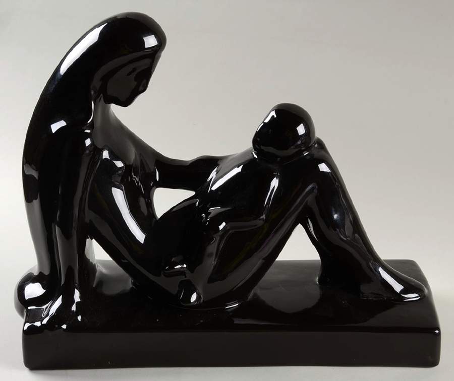 Haeger Figurine Mother And Child Statue-Black - No Box by Haeger-1