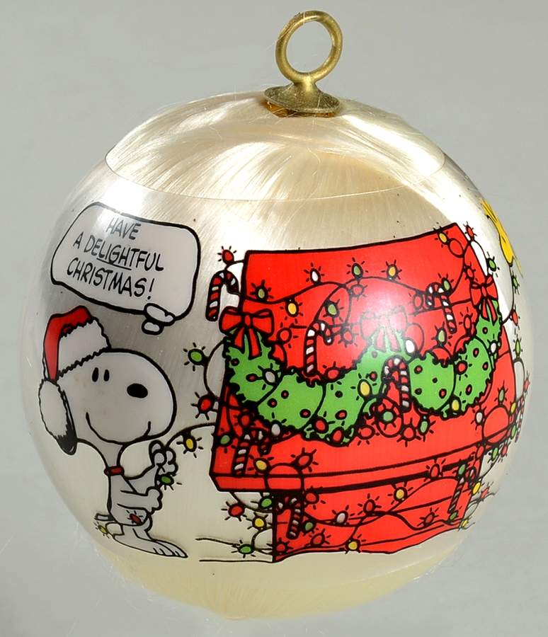 Peanuts Ball Ornaments 1978-Have A Delightful Christmas - Boxed by Hallmark Gold Crown-1