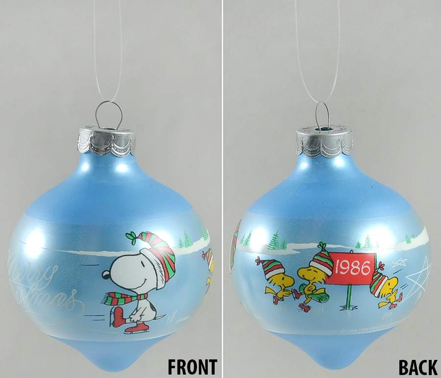 Peanuts Ball Ornaments 1986-Merry Christmas - Boxed by Hallmark Gold Crown-1