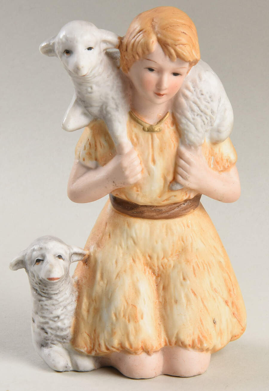 5599 Nativity Figurine Shepherd With Lamb - No Box by Homco-1