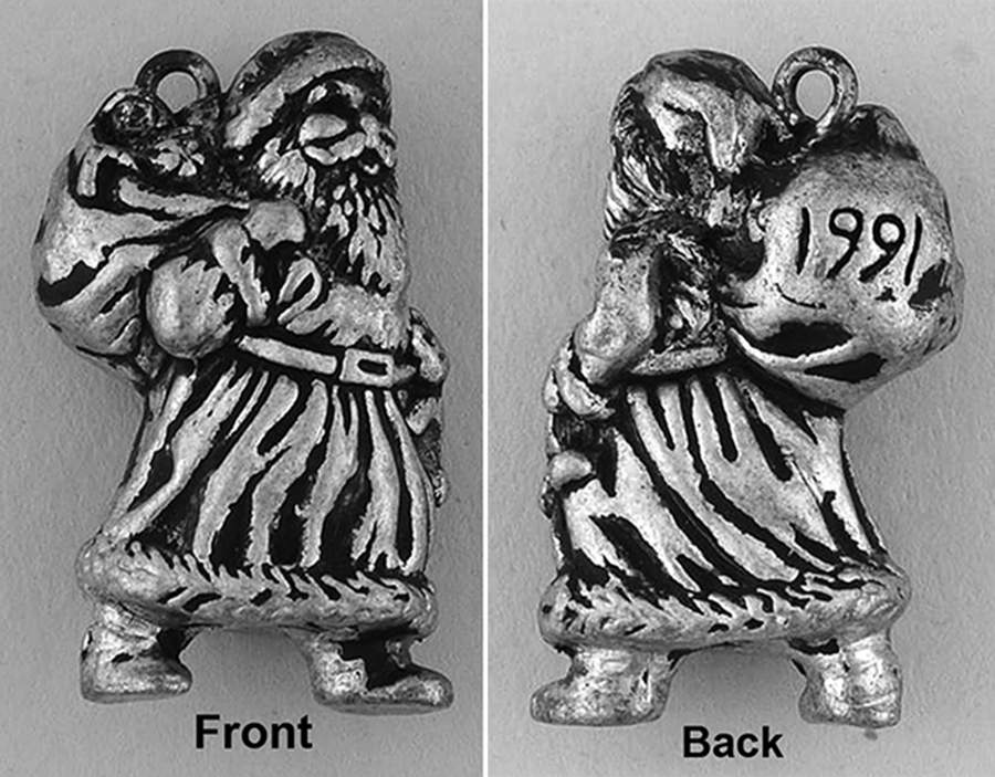 Precious Edition-Miniature 1991-Silvery Santa - Boxed by Hallmark Gold Crown-1