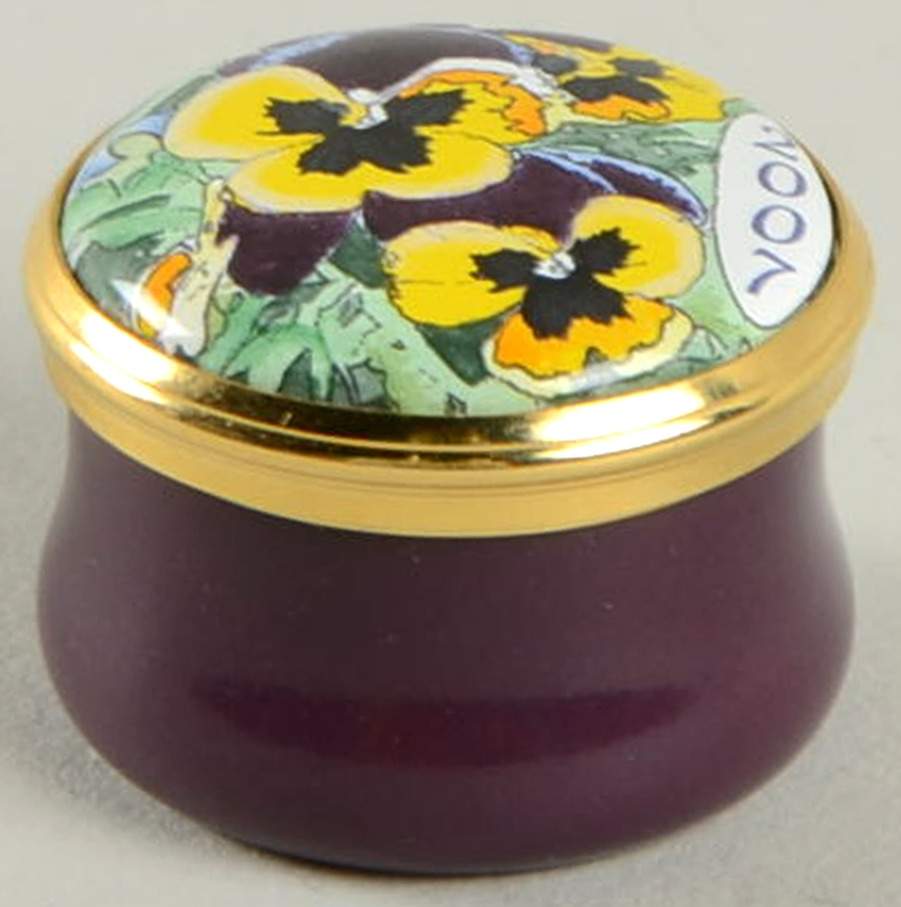 Annual Year Mini Box 2007-Pansies Flowers - No Box Nb2007 by Halcyon Days-1