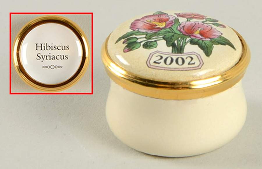 Annual Year Mini Box 2002-Hibiscus Flower - With Box Bx2002 by Halcyon Days-1