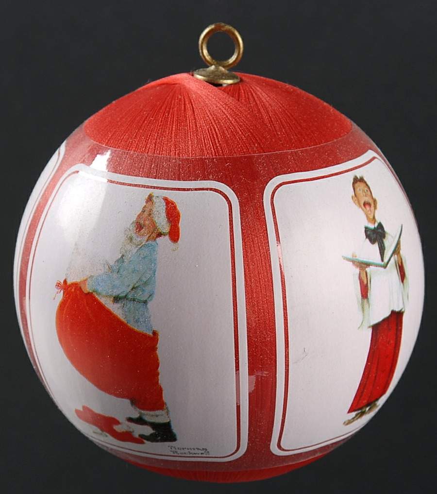 Norman Rockwell Art 1982 Norman Rockwell Satin Ball - Boxed by Hallmark Gold Crown-1