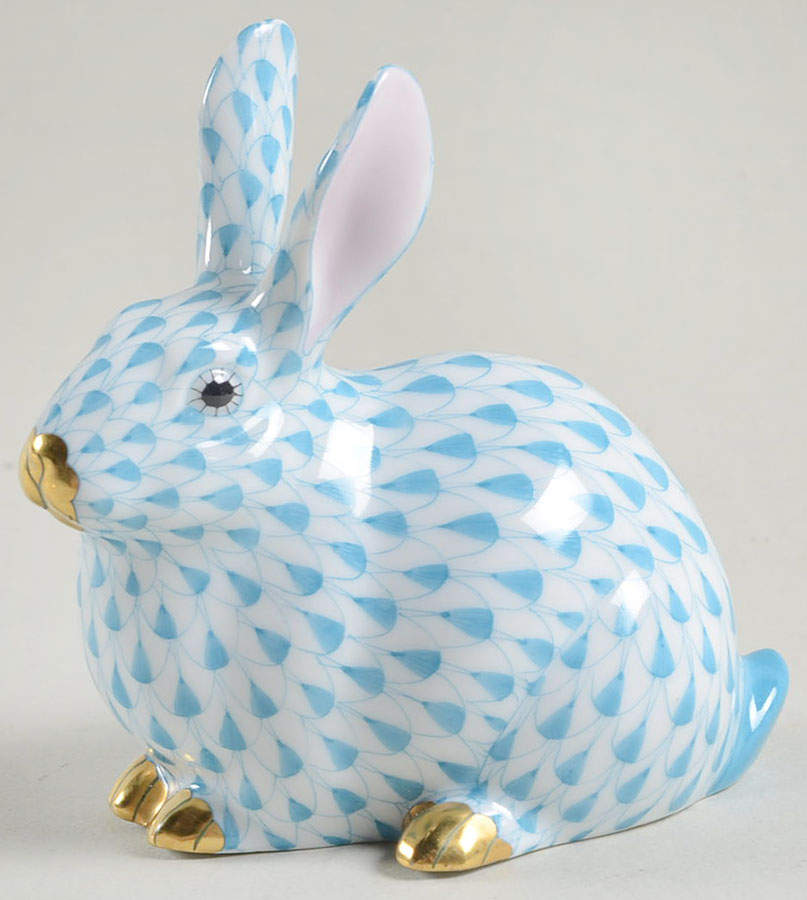 Woodland Creatures Series Chubby Bunny-Turquoise - No Box 3g by Herend-1