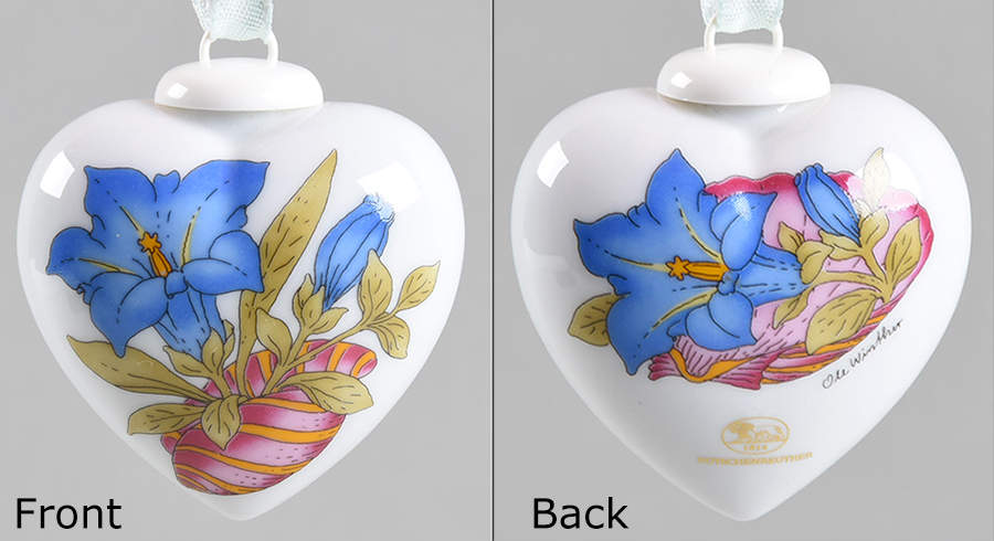 China Mini Heart Ornaments Gentian - With Box by Hutschenreuther-1