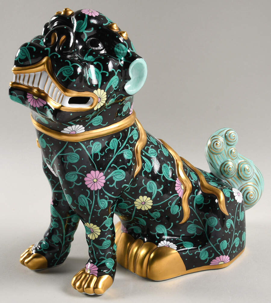 Asian Foo Dog - Dynasty Black Looking Left - No Box by Herend-1