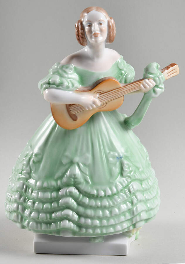 Traditional Hungarian People Mrs Dery - Small Green Dress - No Box by Herend-1