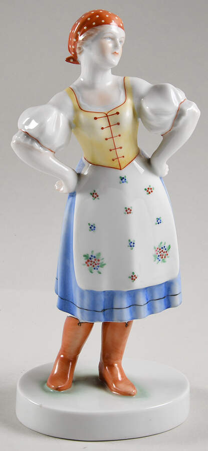 Traditional Hungarian People Peasant Girl - No Box by Herend-1