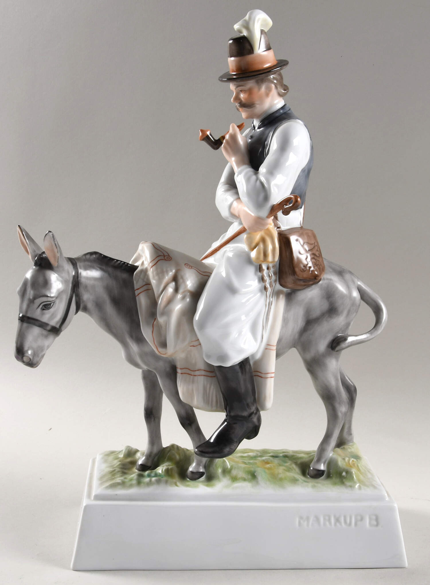 Traditional Hungarian People Man On Donkey - No Box by Herend-1