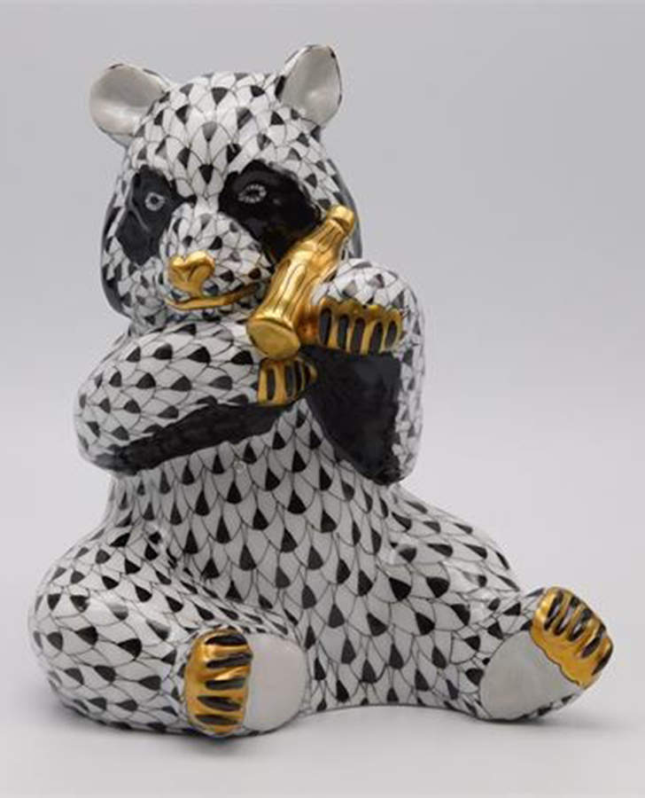 Bears Panda With Coke Bottle-Black - No Box by Herend-1