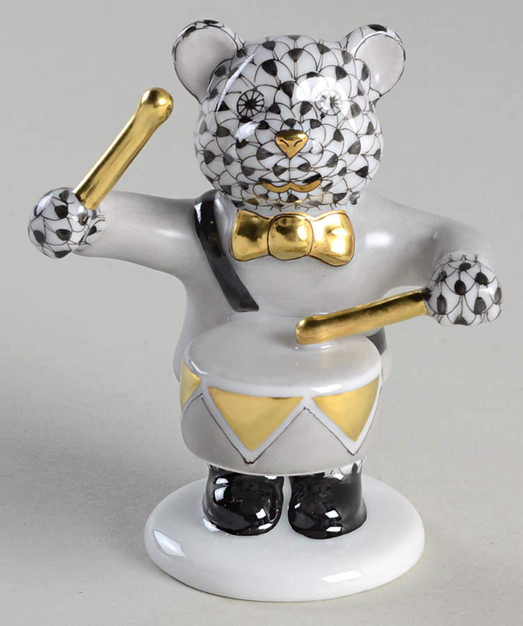 Childrens's Gifts & Toys Little Drummer Bear-Black - No Box by Herend-1
