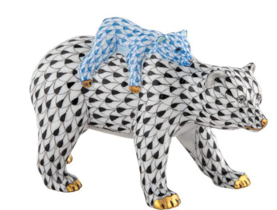 Bears Bear And Baby- Black/Blue - No Box by Herend-1
