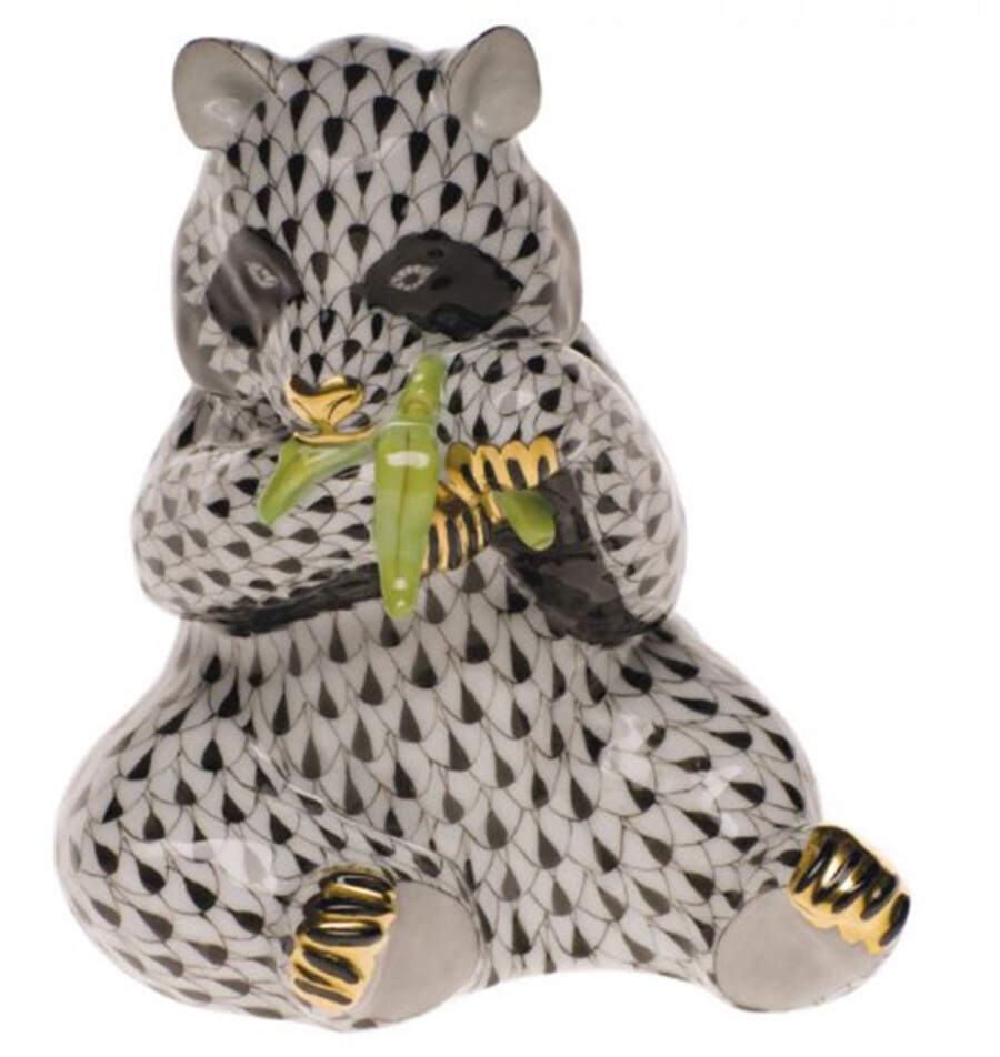 Bears Sitting Panda- Black - No Box by Herend-1