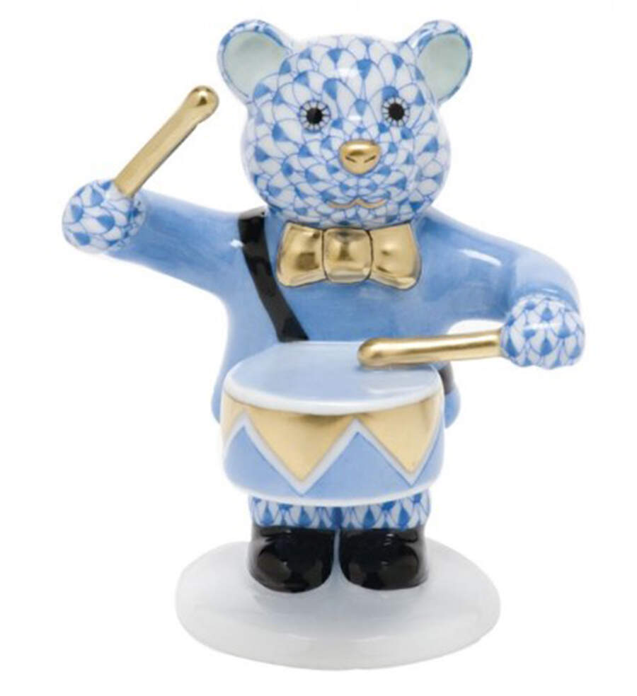 Childrens's Gifts & Toys Little Drummer Bear- Blue - No Box by Herend-1
