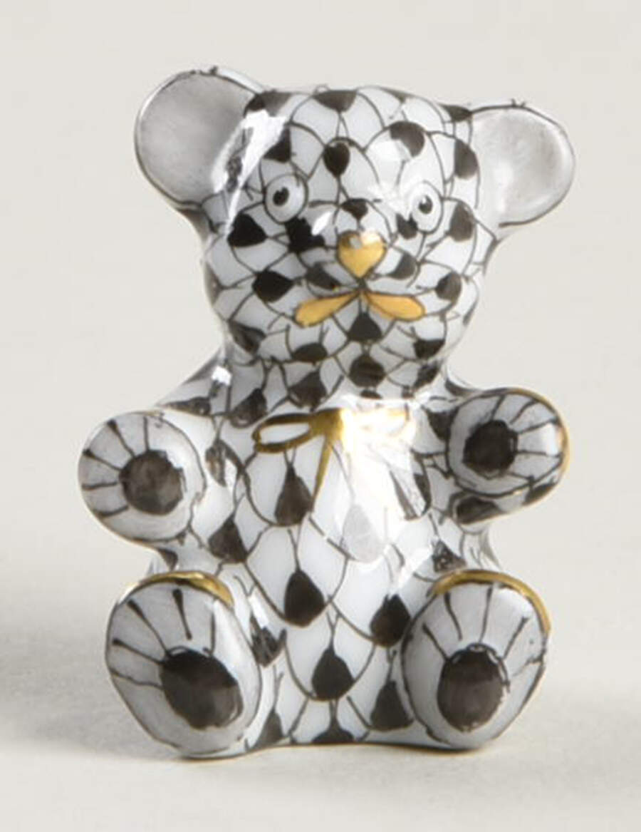 Childrens's Gifts & Toys Small Teddy Bear W/Bow-Black - No Box 108 by Herend-1