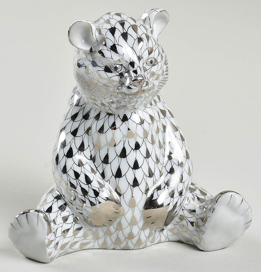Bears Baby Bear Sitting-Platinum - No Box by Herend-1
