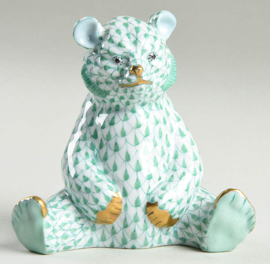 Bears Baby Bear Sitting-Green - No Box by Herend-1