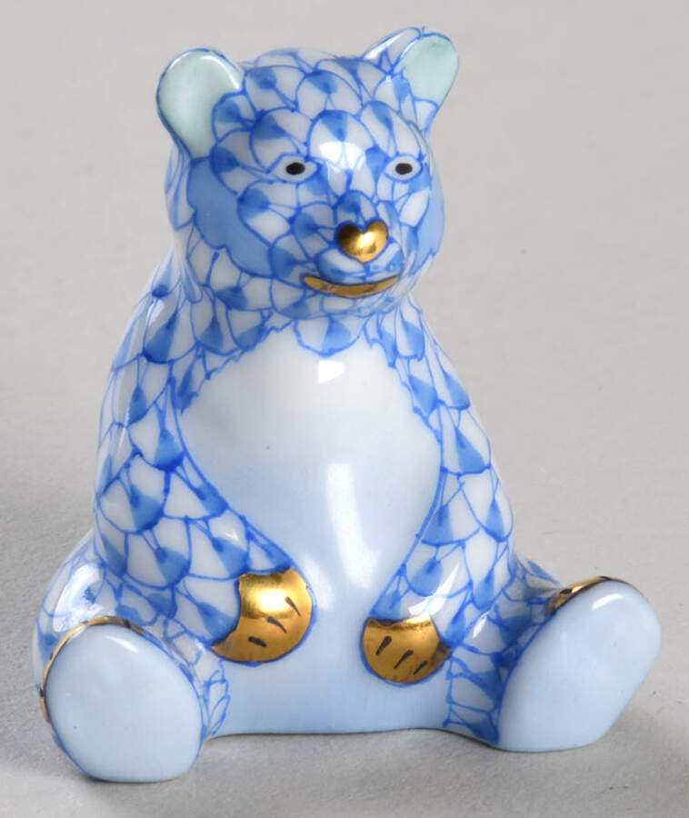 Bears Mini Bear Sitting- Blue - No Box by Herend-1