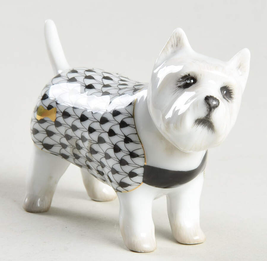 Dogs West Highland Terrier- Black - No Box 233 by Herend-1