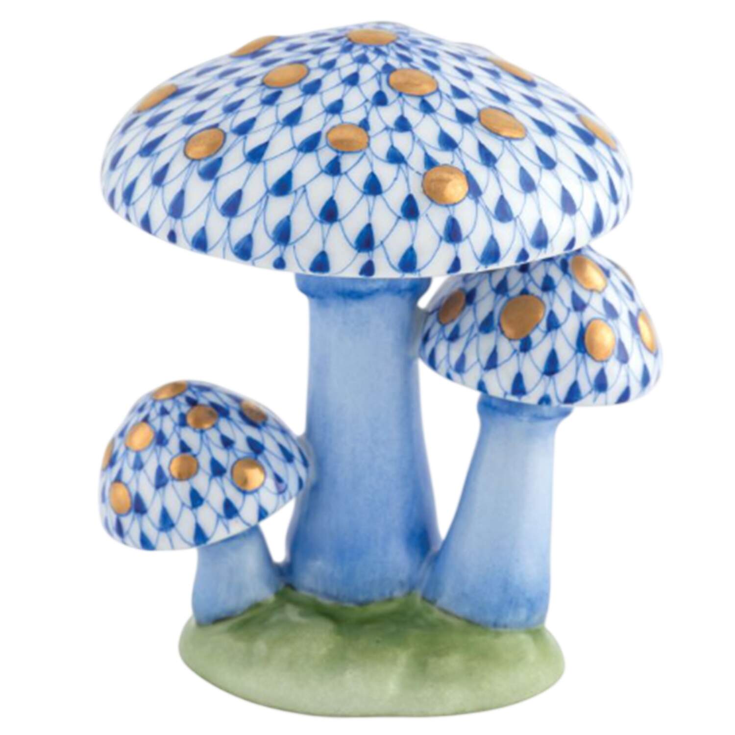 Fruits & Vegetables Mushroom Trio-Sapphire - No Box by Herend-1