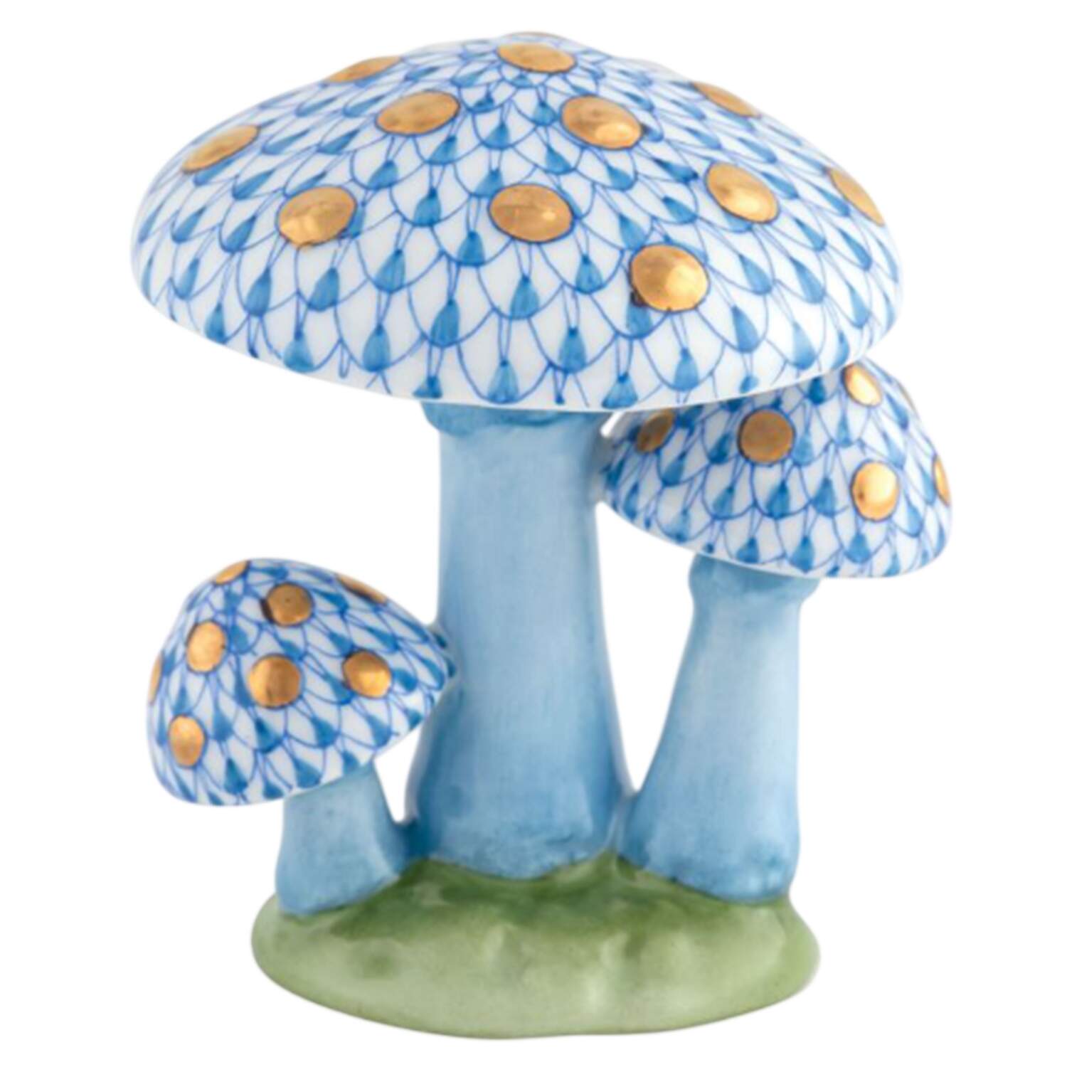 Fruits & Vegetables Mushroom Trio-Blue - No Box by Herend-1