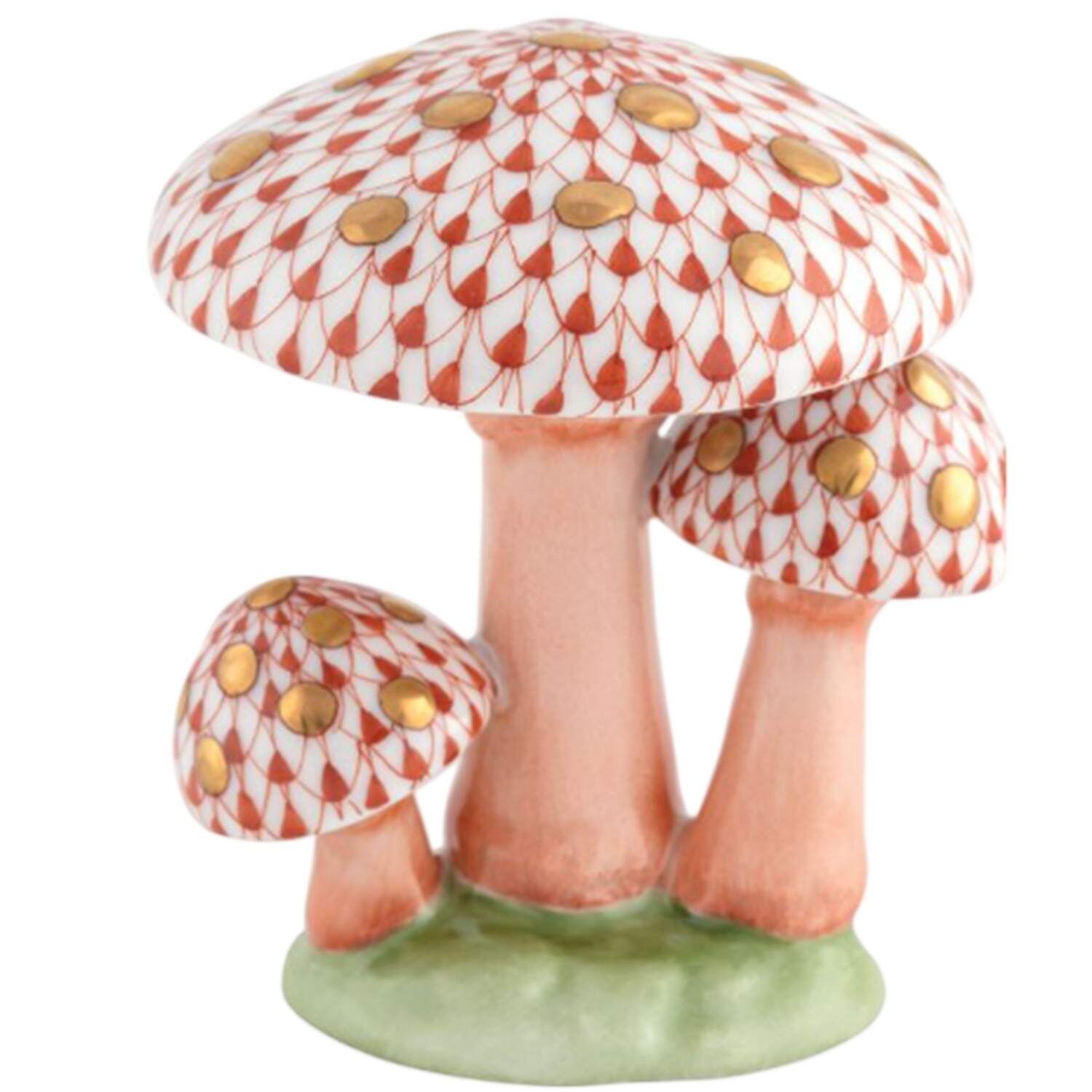 Fruits & Vegetables Mushroom Trio-Rust - No Box by Herend-1