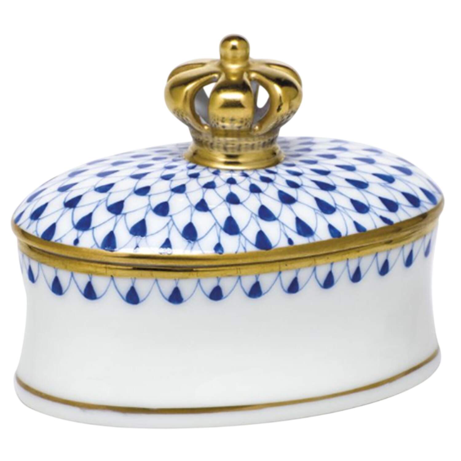 Boxes Oval Box W/Crown-Sapphire - No Box by Herend-1